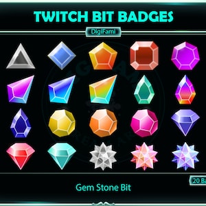 Gem Stones Twitch Bit Badges Set, Gem Stones Twitch Bit Badges, Crystal Gem Bit Badges for Streamers, Discord, YouTubers