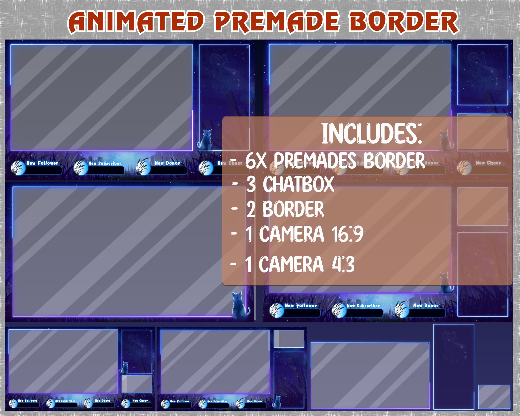 ANIMATED Aries Celestial Stars Twitch Stream Overlay Package / Zodiac ...