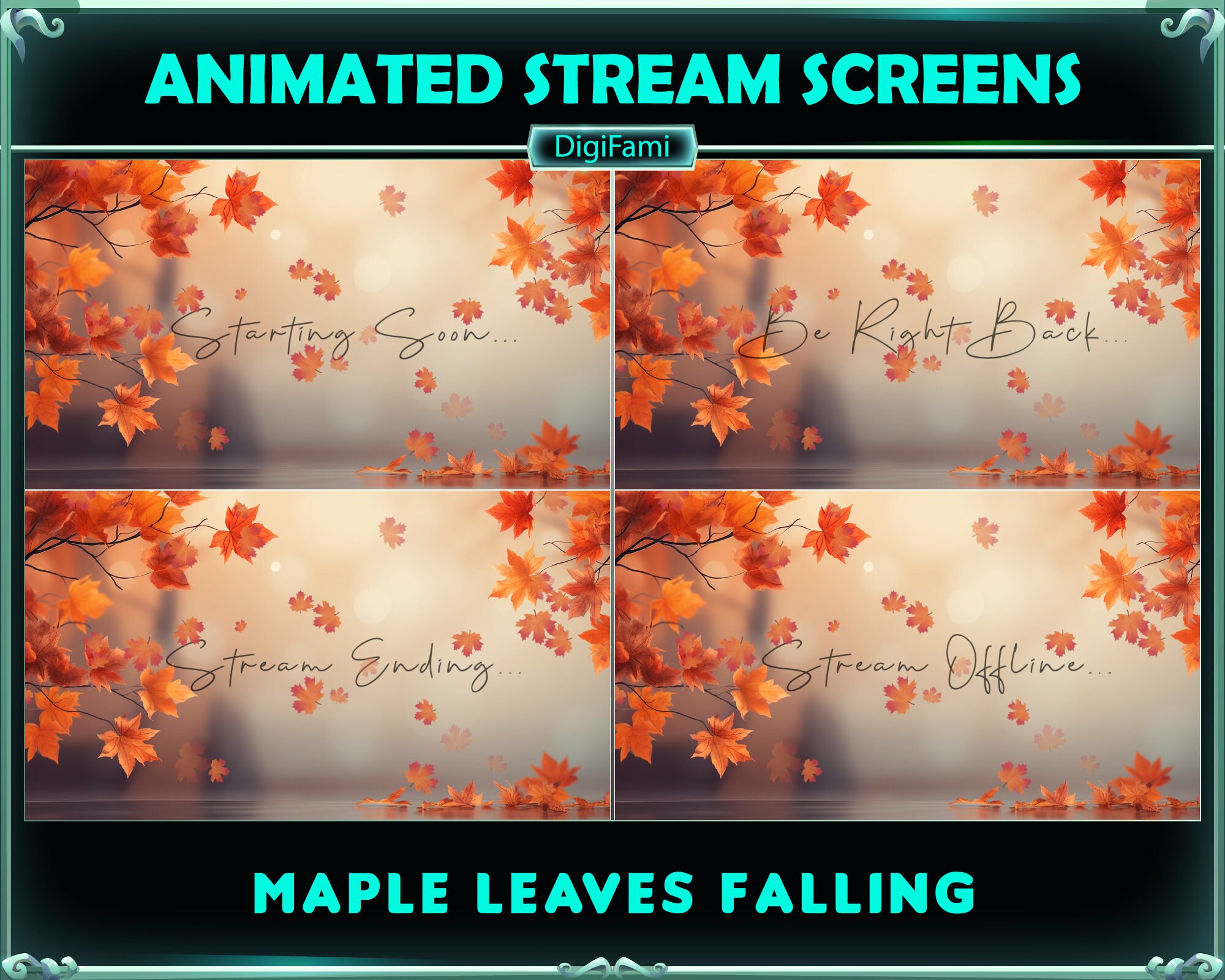 ANIMATED Twitch Stream Overlays Autumn Falling Leaves, Falling Maple ...