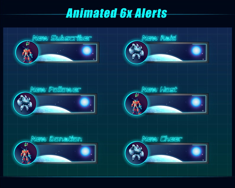 Robot Checker Alert Animated Twitch Alerts, Animated Robot Stream Alerts, Spaceship Robot ...