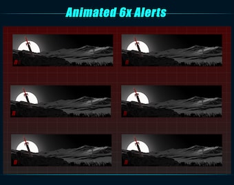 ANIMATED Twitch Alerts Dead Hill / Autumn Moon Night Stream Alerts / Sword Animated Twitch Alerts for Streamer, VTuber, OBS, Streamlabs