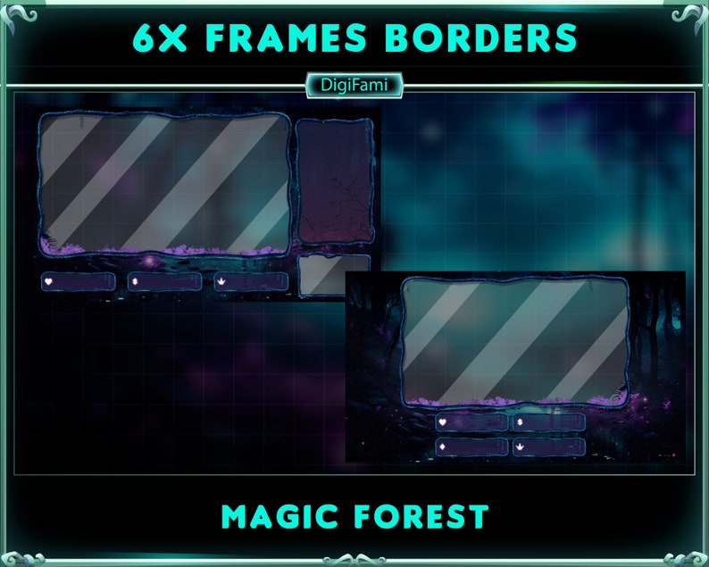 ANIMATED Twitch Stream Overlay Package Magic Forest, Witchy Forest ...