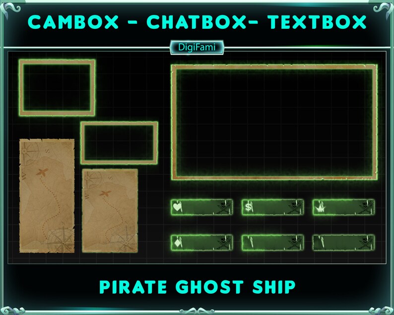 Ghost Pirate Ship Animated Twitch Overlay Package, Pirate Ghost Ship ...