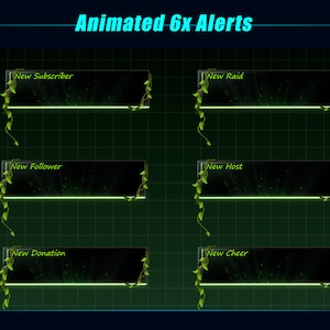GEANIMEERDE Twitch Alerts Green Forest, Forest Stream Alerts, Plants Animated Twitch Alerts voor Streamer, VTuber, OBS, Streamlabs