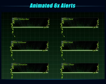 ANIMATED Twitch Alerts Green Forest, Forest Stream Alerts, Plants Animated Twitch Alerts for Streamer, VTuber, OBS, Streamlabs