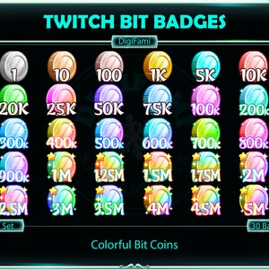 Bit Coin Twitch Bit Badges, Numbers Twitch Bit Badges, Numbered Coins Bit Badges for Streamers, Discord, OBS, YouTube, Streamlabs