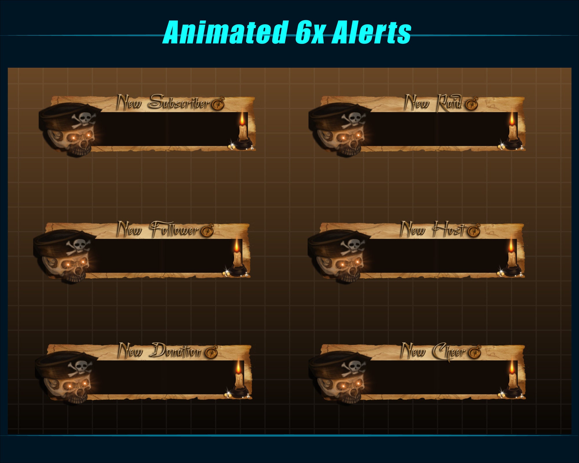 Animated Twitch Alert Pirate Treasure / Animated Pirate Twitch Alerts / Streamers, Vtubers, OBS, Tiktok, YouTubers