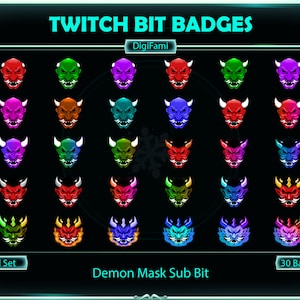 Demon Mask Twitch Sub Bit Badges, Devil Mask Twitch Sub Bit Badges, Demon Twitch Sub Bit Badges, Kawaii Sub Bit Badge for Streamers