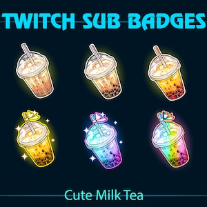 Cute Bubble Milk Tea Twitch Sub Bit Badges, Colorful Bubble Tea Twitch Sub Badge, Kawaii Sub Badge for Streamer, VTuber, OBS, Streamlabs