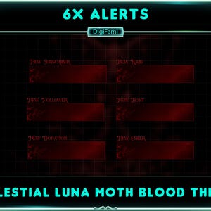 Animierter zuckender Alarm Blutrote Celestial Luna Moth, animierte Blutrote Celestial Alarme für Streamer, OBS, Streamlabs