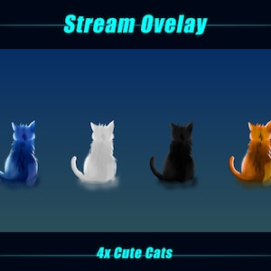 Cute Cats Animated Stream Decorations, Cute Cats Watching Stars Animated Twitch Decoration for Streamers, OBS, Vtubers, Streamlabs