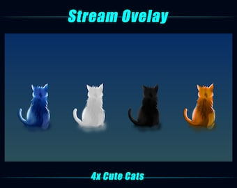 Süße Katzen Animierte Stream Dekoration, Süße Katzen beobachten Sterne animierte Twitch Dekoration für Streamer, OBS, Vtuber, Streamlabs