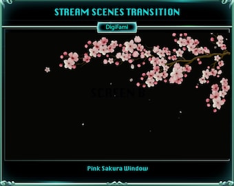 Pink Sakura Branch Animated Twitch Transition, Pink Sakura Branch Stream Scene Transition for Streamers, OBS, Streamlabs