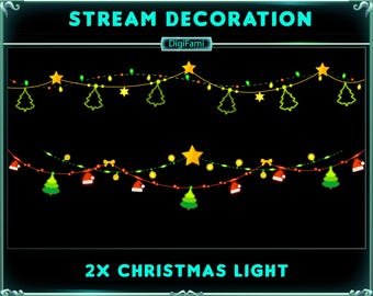 Weihnachtliche Lichterketten animierte Twitch Stream Dekoration, Weihnachtliche Lichterkette Twitch Dekoration für Streamer - Set 3