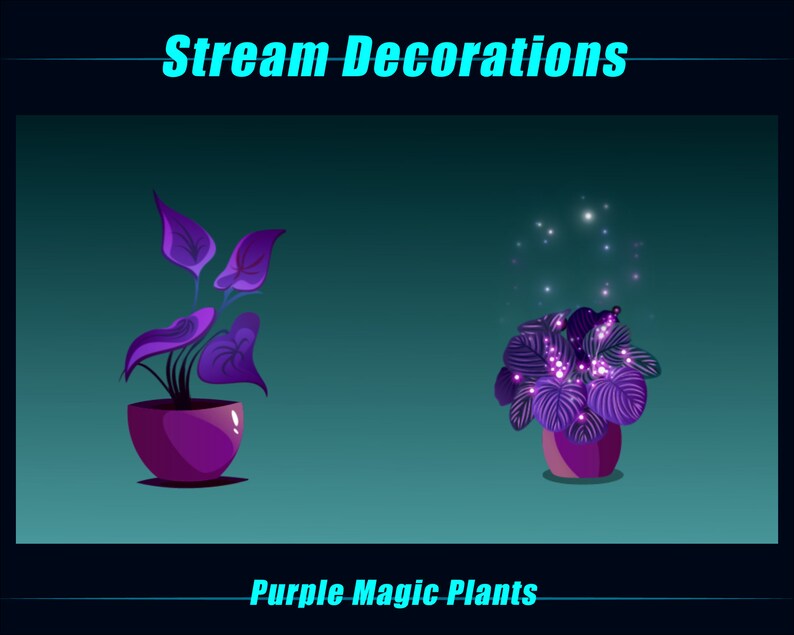 Purple Magic Plants Animated Stream Decorations, Magical Flower