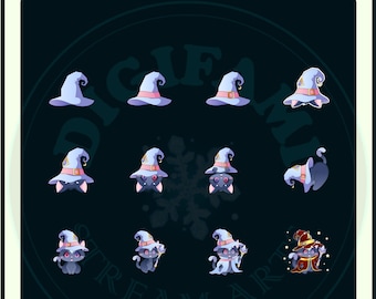 Gatto con cappello da strega Twitch Sub Badges, Gatto con cappello da strega Twitch Sub Bit Badges, Kawaii Sub Bit Badge per streamer, YouTuber, Discord
