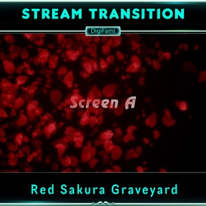 Falling Bloody Red Sakura Animated Twitch Transition, Falling Red Cherry Blossom Stream Scene Transition for Streamers, OBS, Streamlabs