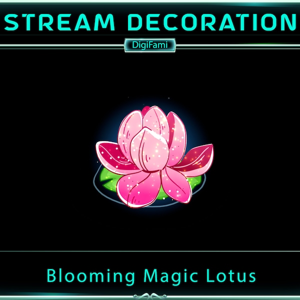 Decoração de fluxo de lótus rosa florescendo mágica animada, emote mágico animado de lótus rosa florescendo para streamers