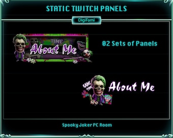 Spooky Joker Static Twitch Panels, Scary Joker Static Twitch Panels, Horror Joker Menu Buttons for Streamers