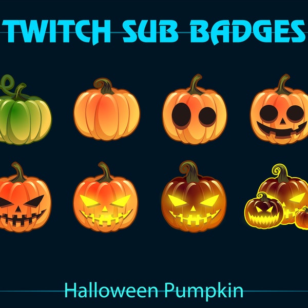 Halloween Pumpkin Twitch Sub Badges, Devil Pumpkin Twitch Sub Badges, Kawaii Sub Bit Badge for Streamers, YouTuber, Discord, Streamlabs, OBS