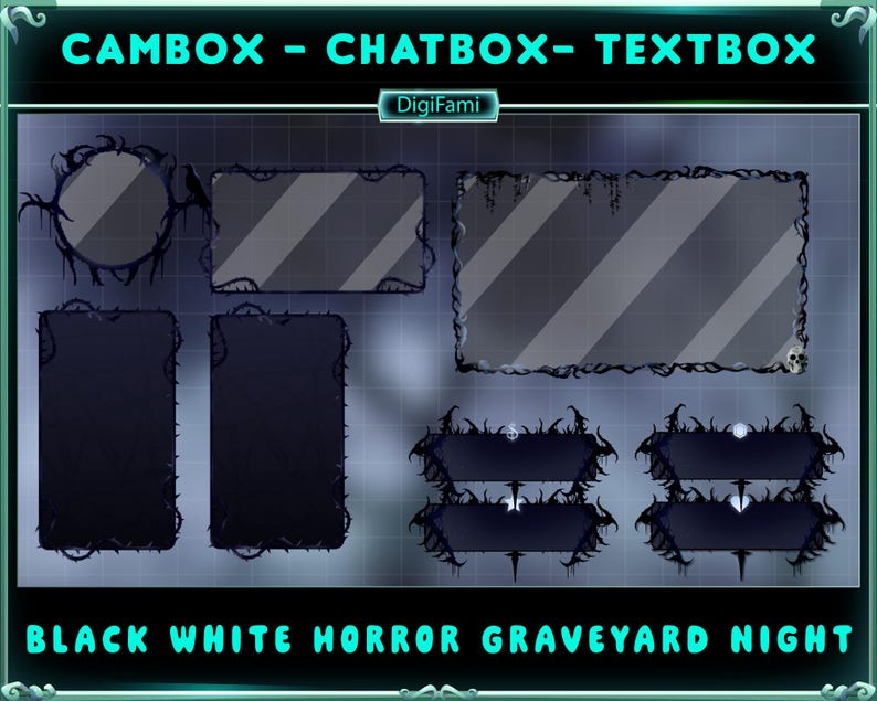 Black White Nightmare in the Graveyard Animated Stream Overlay Package ...