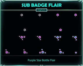 Purple Star Bottle Twitch Sub Badge Flair, Celestial Twitch Sub Badge Flair for Streamers