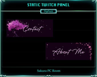 Pink Sakura Static Twitch Panel, Pink Sakura Twitch Menu Button, Sakura Tree Panels for Streamers