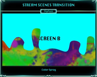 Color Spray Twitch Transition, Color Spray Twitch Stream Transition, Color Liquid Stream Scene Transition for Streamers