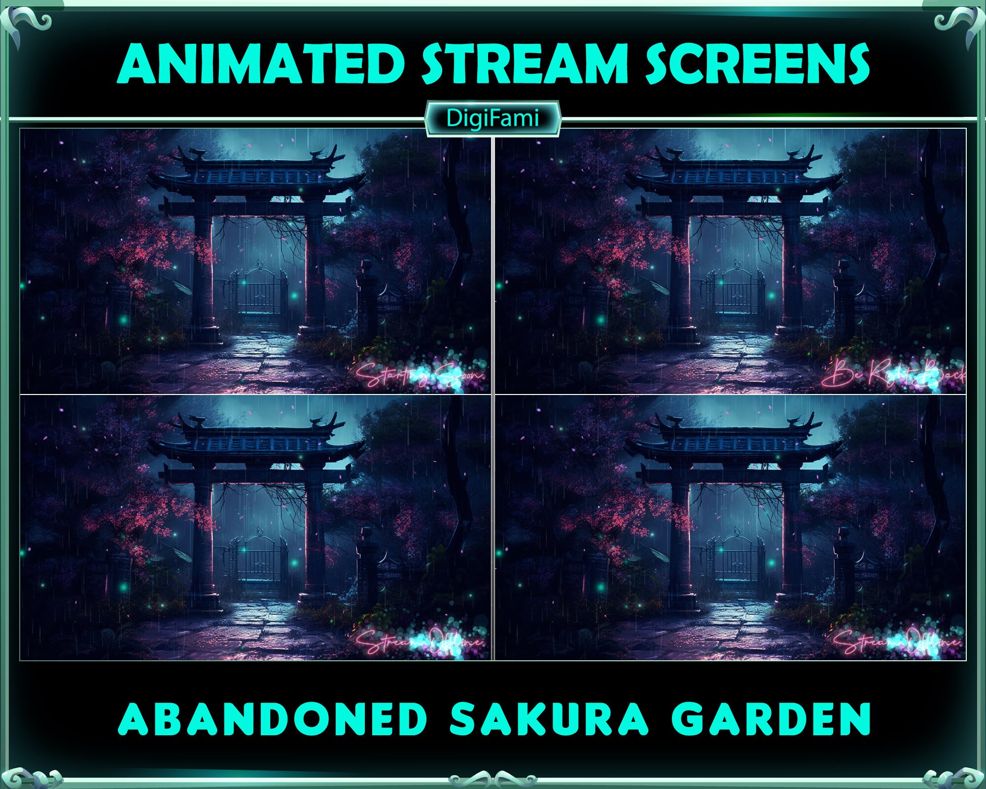 ANIMIERTE Twitch Stream Overlays Abandon Sakura Garden, Horror Sakura ...
