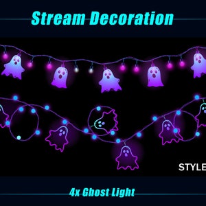 Halloween Cute Ghost Lights Animated Twitch Stream Decoration, Animated Halloween Twitch Overlays for Streamer, Vtuber, OBS