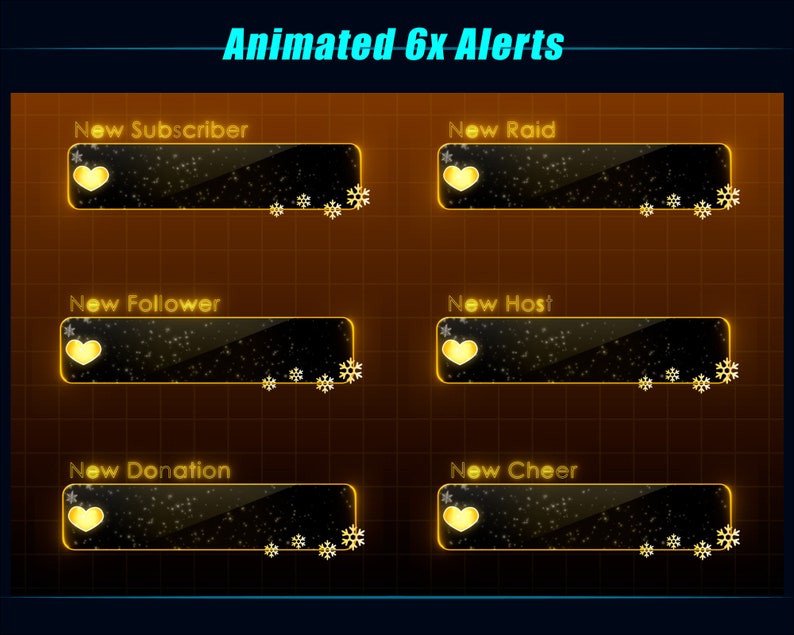 Animated Twitch Alerts Falling Snow, Christmas Gold Snowflakes Twitch ...