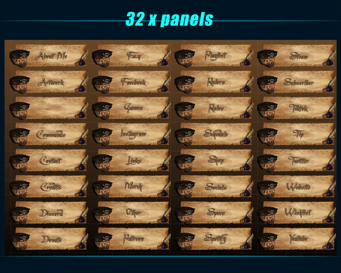 Treasure Ui Panel Pirate Stream Overlay Panel / Treasure Map Twitch Panel / Pirate Twitch ...