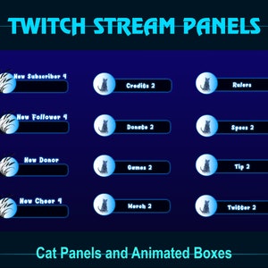 Static Cat Twitch Stream Panels / Cat Watching Starry Night Sky Stream Panels / Animated Twitch Stream Boxes