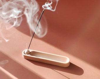 Long incense burner | Minimalistic incense holder | 3 colours | Hanmade jesmonite | yoga accessories | christmas gift