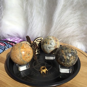 Crazy Lace Agate Sphere with stand (see description)