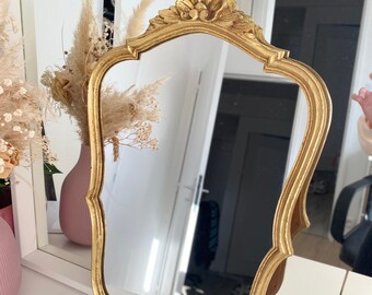 Miroir bois doré fronton coquillage vintage baroque