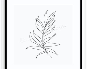 Palm Line Art Digital Print, Single Line Art, Line Drawing, Line Art Palm, Palm Leaf Line Art, One Line Drawing, Palm Tree Wall Art