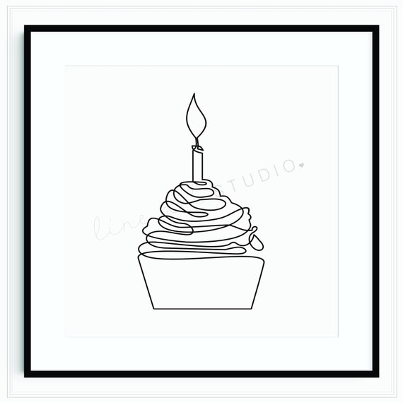 Dibujo Lineal De Cupcakes De Cumpleaños Clipart De Cupcakes De
