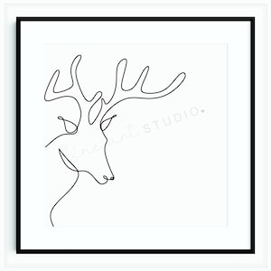 Deer Line Art, Christmas Line Art, Deer Wall Art, Single Line Art, Line Drawing, Deer, Reindeer Line Art, Farmhouse Line Art