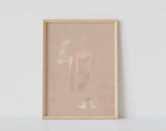 Abstracte kunst aan de muur afdrukbaar | Minimalistisch AFDRUKBAAR | Pastelroze printbare poster