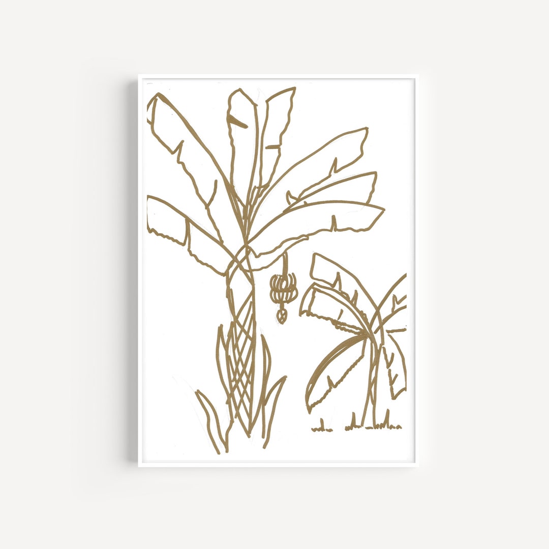 Tropical Fruit Tree Wall Art, Caribbean Banana Tree Wall Art, Coastal