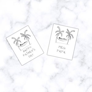 Biglietto di ringraziamento haitiano stampabile, biglietto per la festa del papà felice, disegnato a mano, arte caraibica