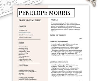 Minimalistische Lebenslauf-Vorlage: Modernes Lebenslauf-Design (Word, Seiten)