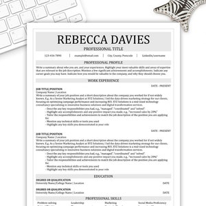 Minimalist Resume Template: Modern CV, Cover Letter (Digital Download)
