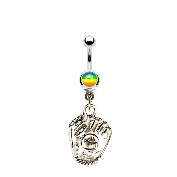 Softball Glove Navel Belly Ring Etsy
