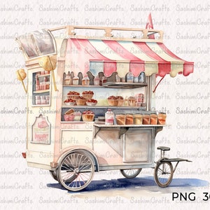 気まぐれなパンとケーキのカート PNG JPG ファイルをダウンロード カード作成クラフトブックカバーアートワークデジタルダウンロードコーヒー愛好家昇華