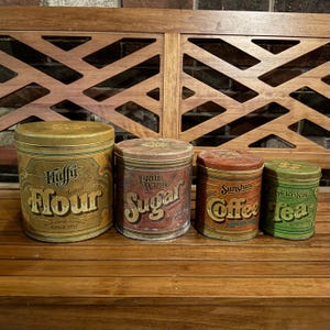 Vintage Balonoff Tin Canister Set – Set of 4 – Retro Kitchen Storage