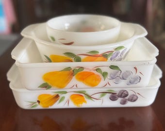 Vintage Fire-King Gay Fad Mixing Bowl & Casserole Dishes – Sold Separately – Excellent Condition