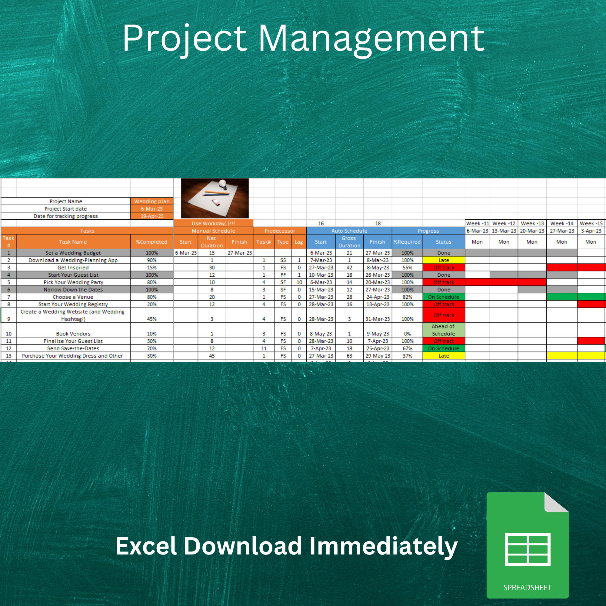 Project Management Template Etsy Project Management Template Etsy