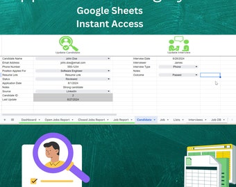 Plantilla de sistema de seguimiento de candidatos (ATS) / Hojas de cálculo de Google / Herramienta de recursos humanos y contratación